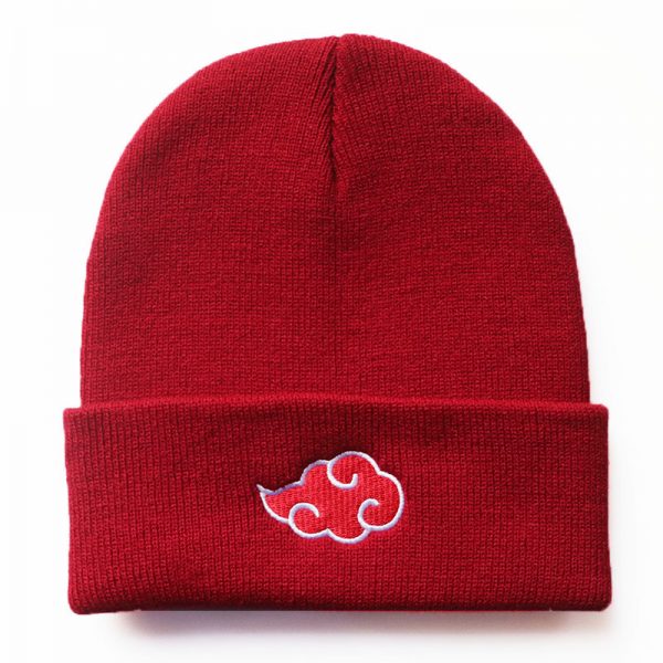 ECOBROS 2021 Beanies Women Autumn Winter Warm Hat Anime Akatsuki Cosplay Red Cloud Embroidery Caps For Men Knitted Bonnet Unisex 6